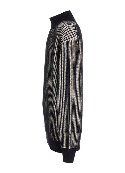 5G BULKY WOOL RIB STITCH OVERSIZED HIGH NECK KNIT