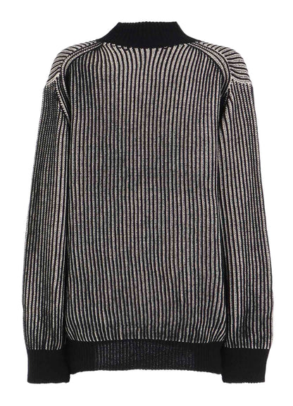 5G BULKY WOOL RIB STITCH OVERSIZED HIGH NECK KNIT