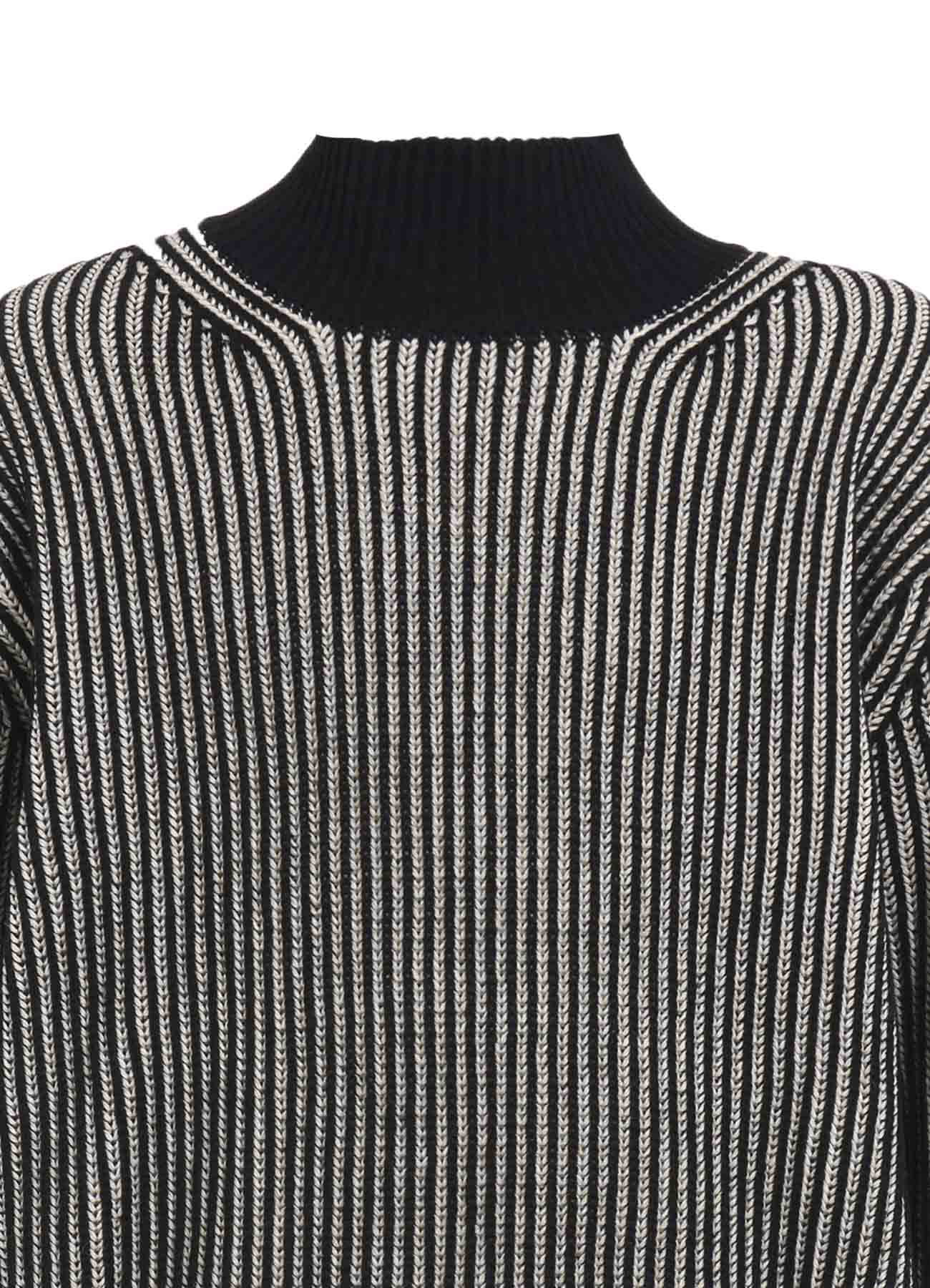 5G BULKY WOOL RIB STITCH OVERSIZED HIGH NECK KNIT