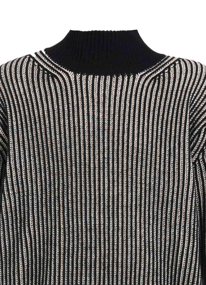 5G BULKY WOOL RIB STITCH OVERSIZED HIGH NECK KNIT