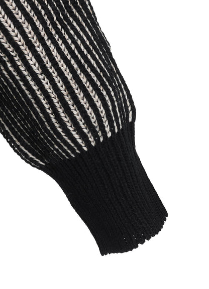 5G BULKY WOOL RIB STITCH OVERSIZED HIGH NECK KNIT