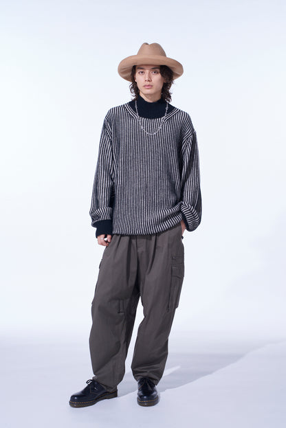 5G BULKY WOOL RIB STITCH OVERSIZED HIGH NECK KNIT