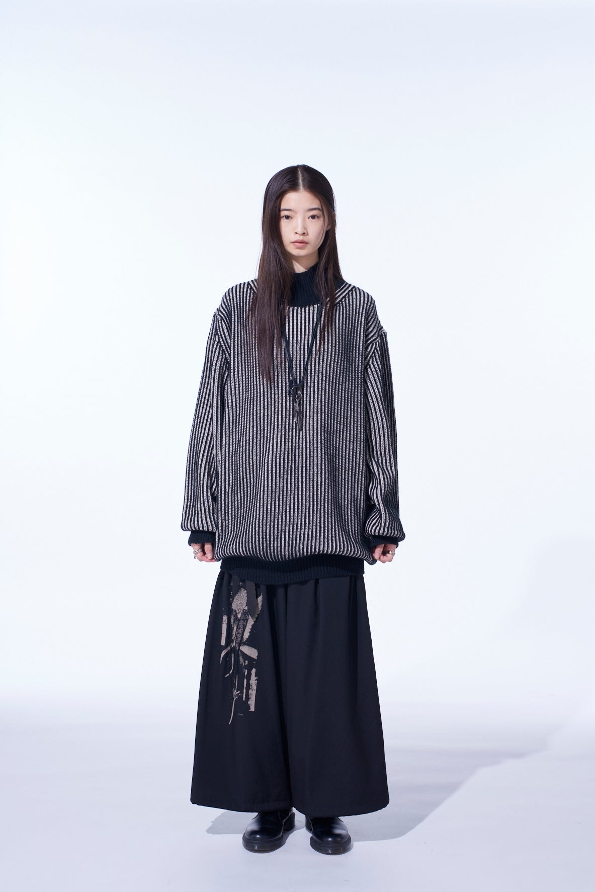 5G BULKY WOOL RIB STITCH OVERSIZED HIGH NECK KNIT
