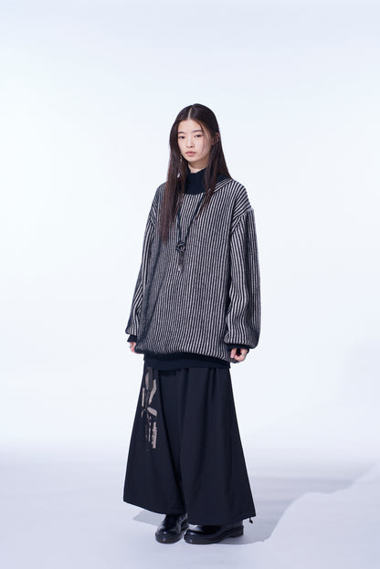 5G BULKY WOOL RIB STITCH OVERSIZED HIGH NECK KNIT