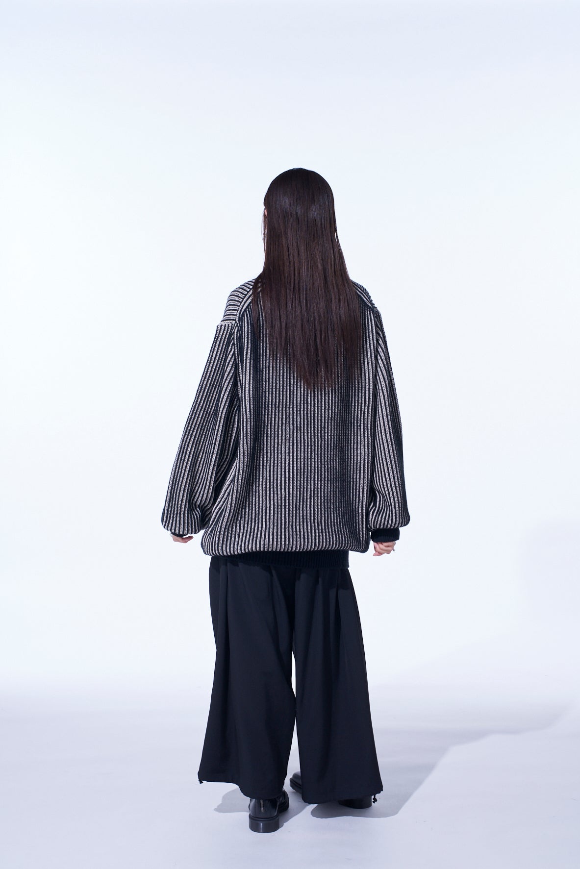 5G BULKY WOOL RIB STITCH OVERSIZED HIGH NECK KNIT