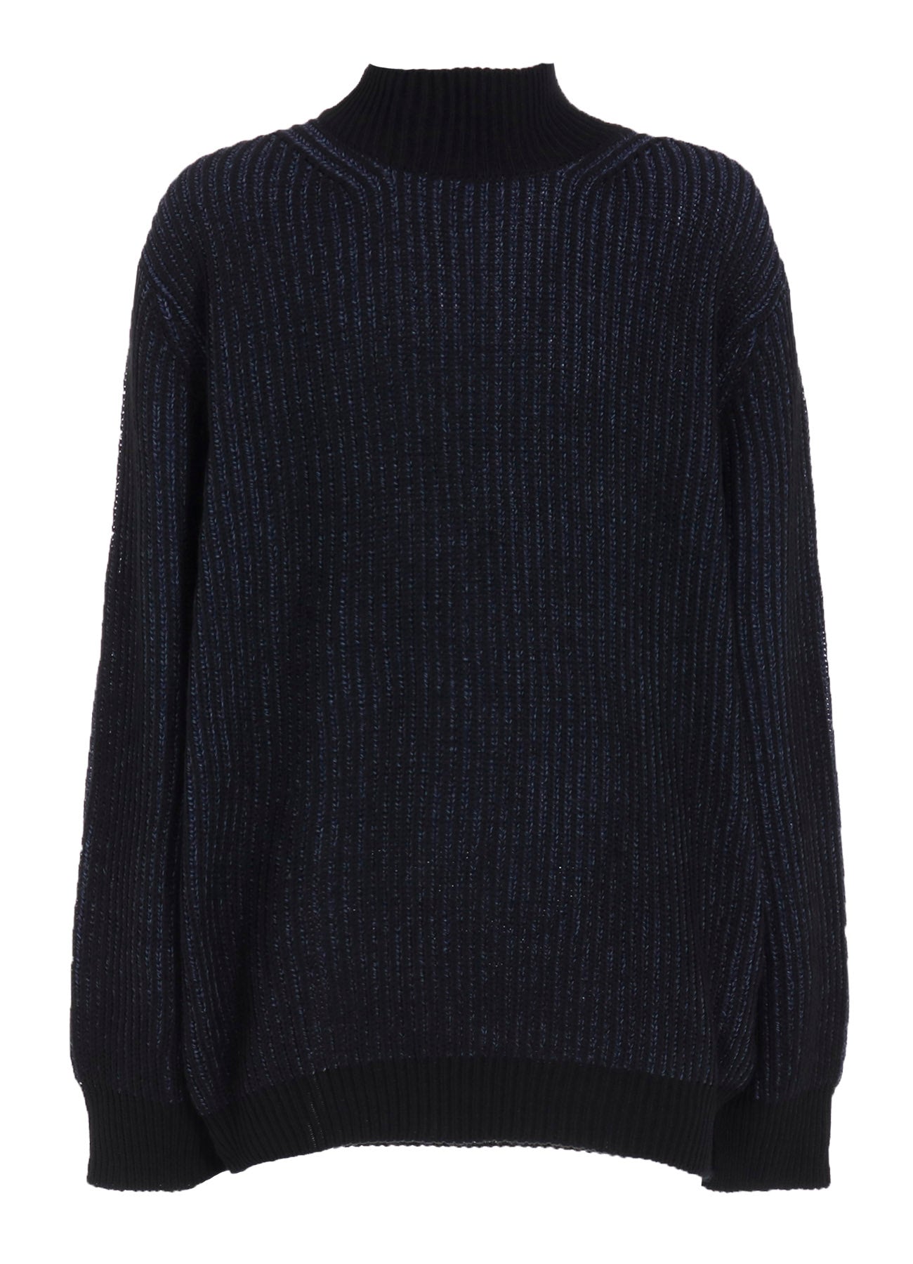 5G BULKY WOOL RIB STITCH OVERSIZED HIGH NECK KNIT