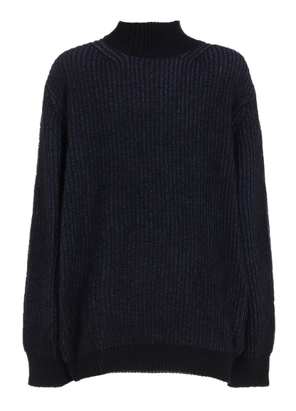 5G BULKY WOOL RIB STITCH OVERSIZED HIGH NECK KNIT
