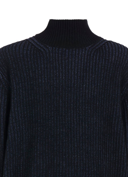 5G BULKY WOOL RIB STITCH OVERSIZED HIGH NECK KNIT