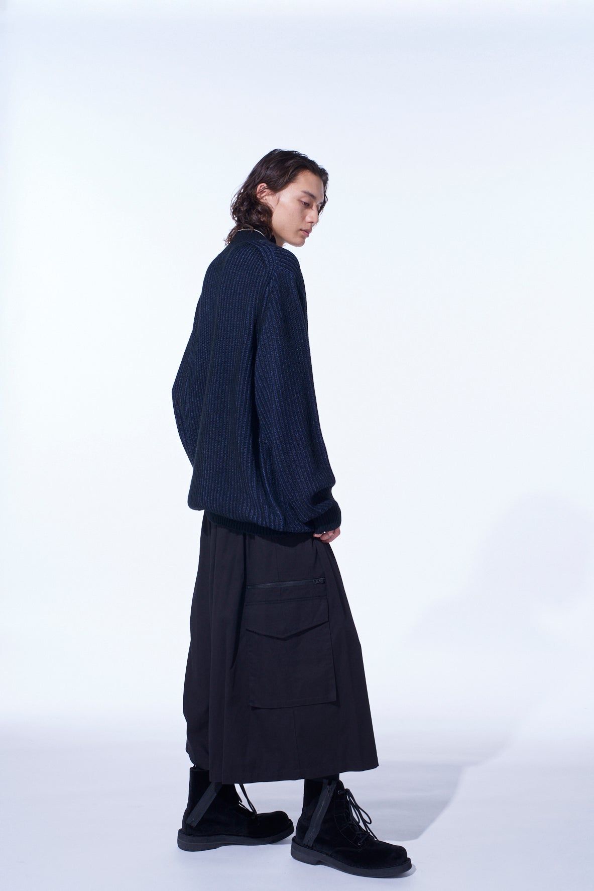 5G BULKY WOOL RIB STITCH OVERSIZED HIGH NECK KNIT