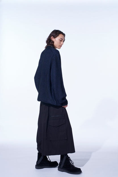 5G BULKY WOOL RIB STITCH OVERSIZED HIGH NECK KNIT