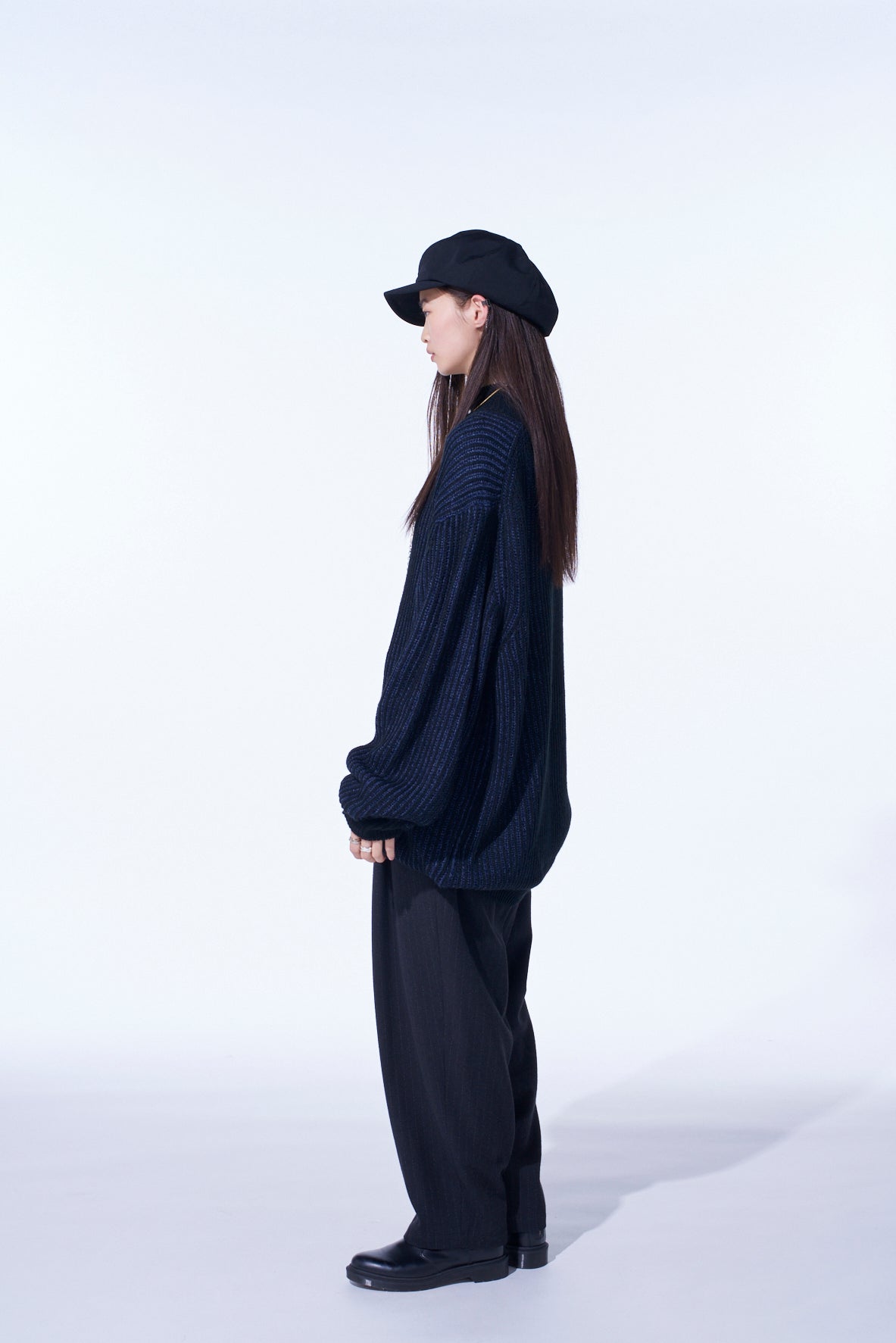 5G BULKY WOOL RIB STITCH OVERSIZED HIGH NECK KNIT