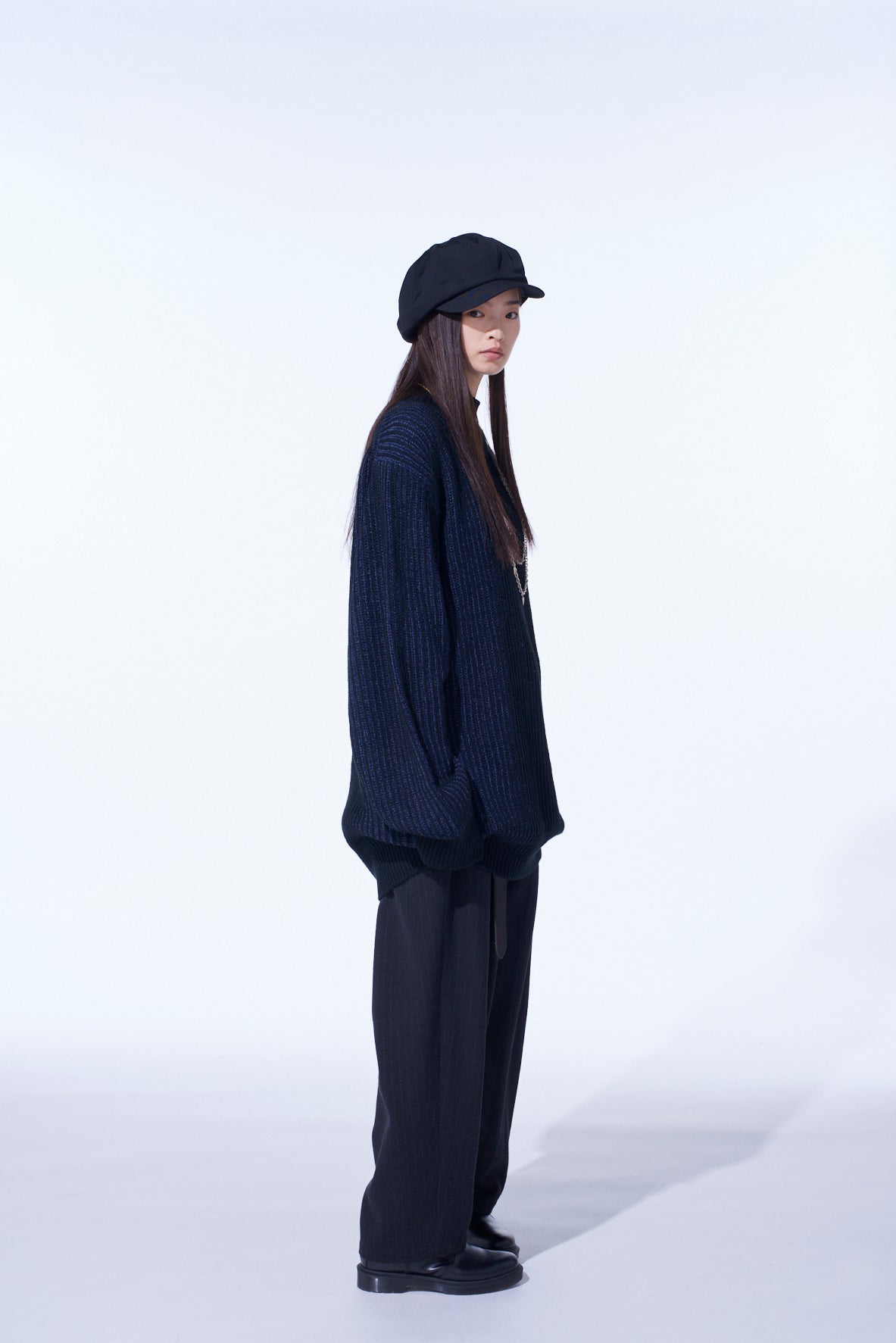 5G BULKY WOOL RIB STITCH OVERSIZED HIGH NECK KNIT