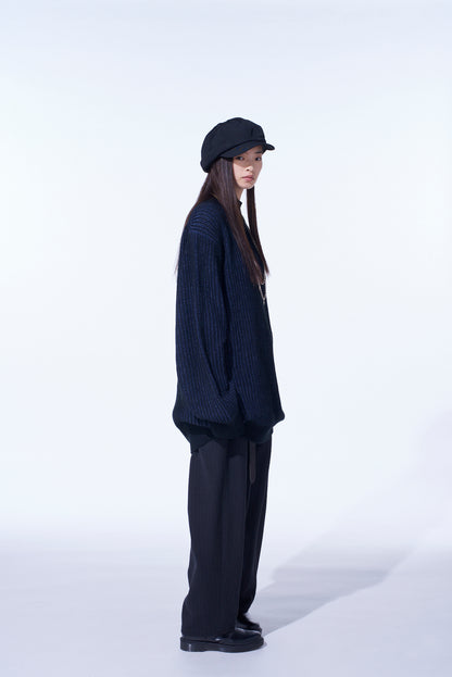 5G BULKY WOOL RIB STITCH OVERSIZED HIGH NECK KNIT