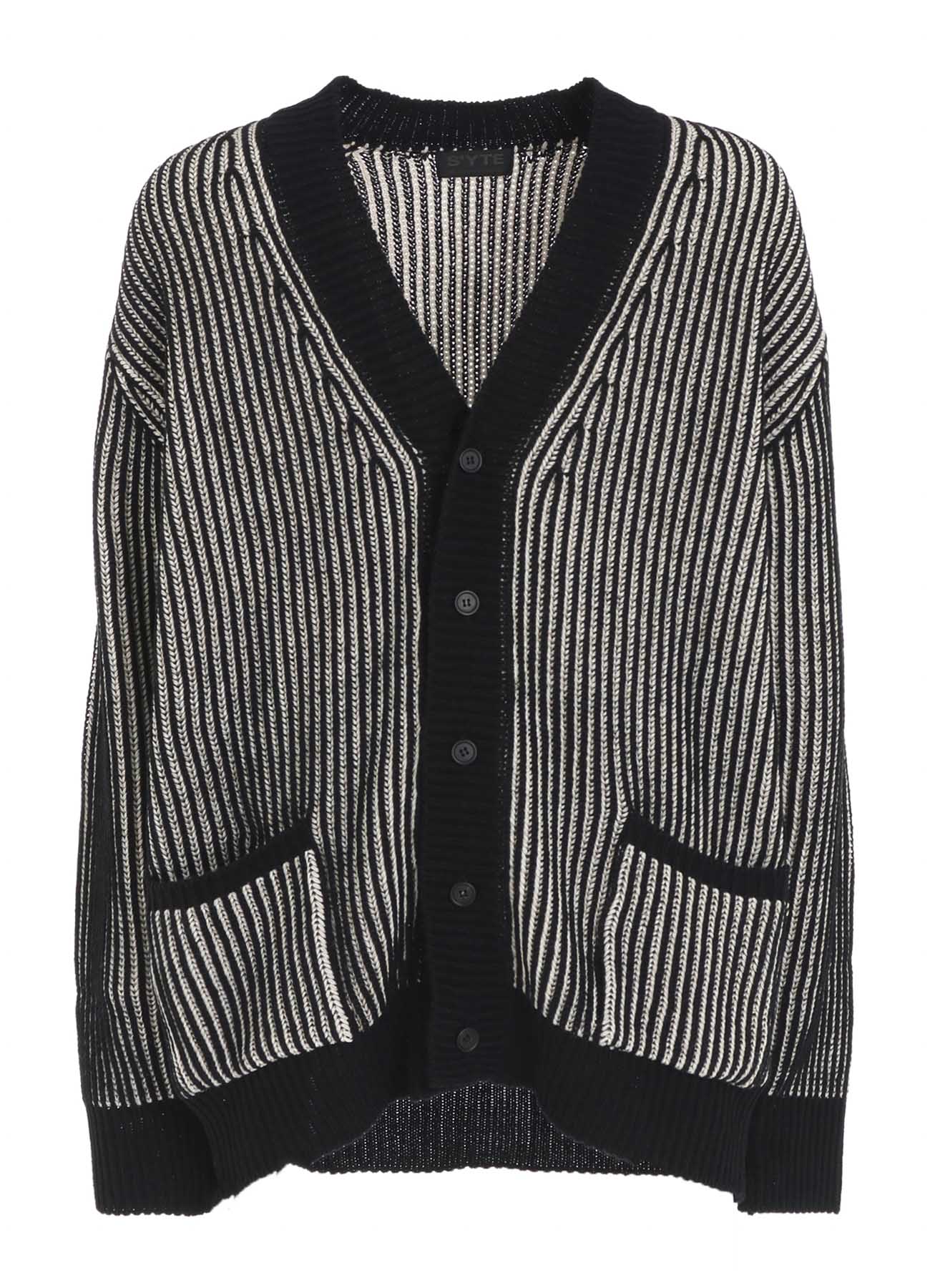 5G BULKY WOOL RIB STITCH V-NECK CARDIGAN