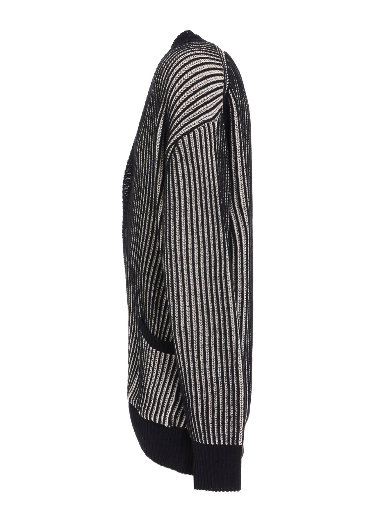 5G BULKY WOOL RIB STITCH V-NECK CARDIGAN