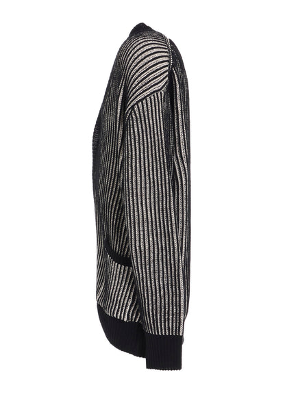 5G BULKY WOOL RIB STITCH V-NECK CARDIGAN