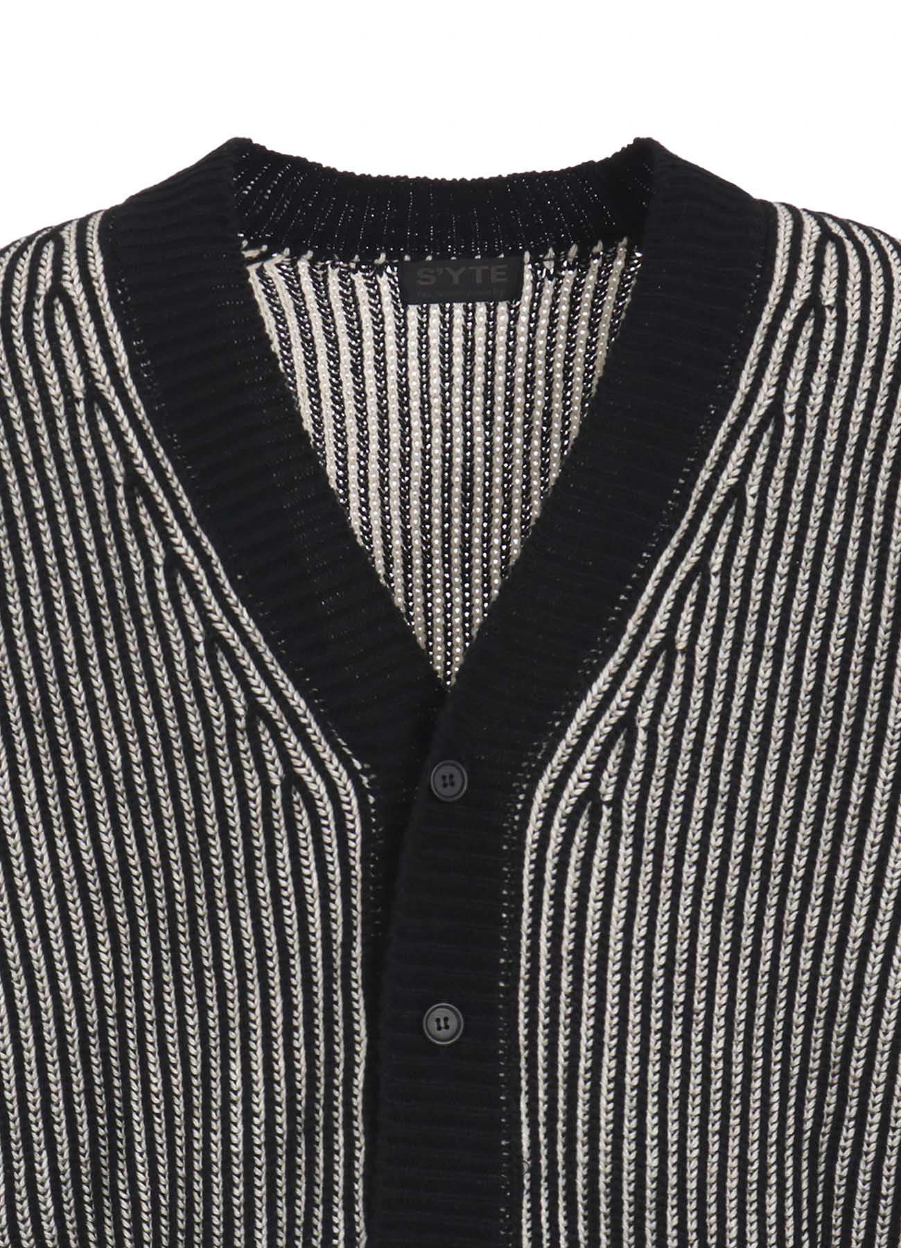 5G BULKY WOOL RIB STITCH V-NECK CARDIGAN
