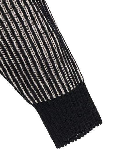 5G BULKY WOOL RIB STITCH V-NECK CARDIGAN