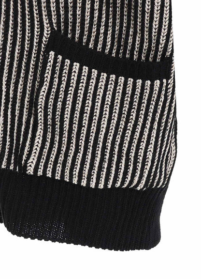 5G BULKY WOOL RIB STITCH V-NECK CARDIGAN