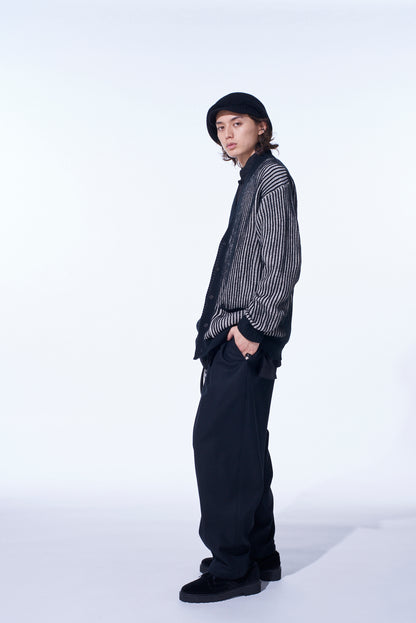 5G BULKY WOOL RIB STITCH V-NECK CARDIGAN