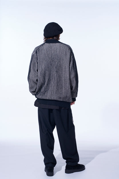 5G BULKY WOOL RIB STITCH V-NECK CARDIGAN