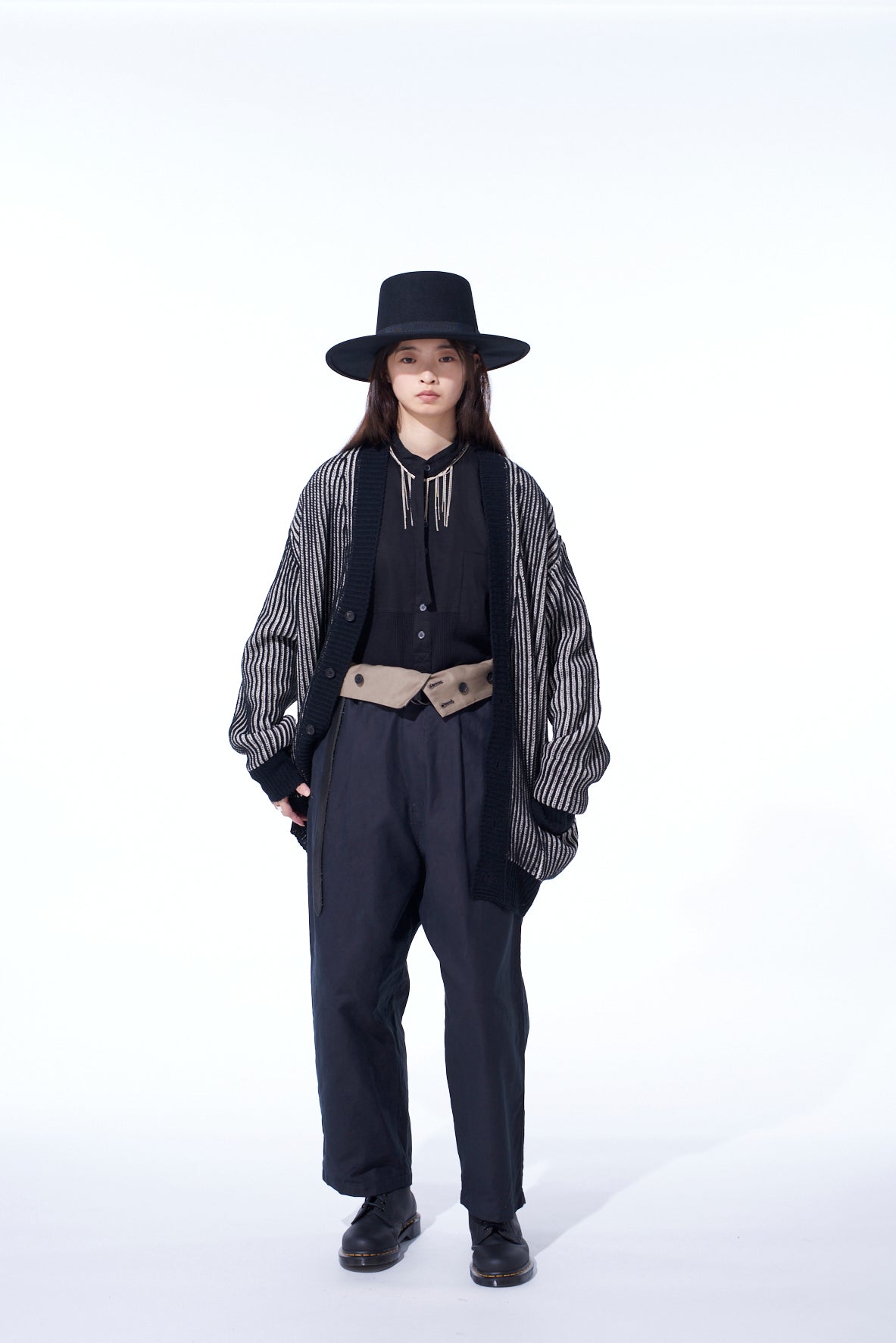 5G BULKY WOOL RIB STITCH V-NECK CARDIGAN