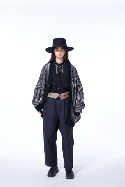 5G BULKY WOOL RIB STITCH V-NECK CARDIGAN