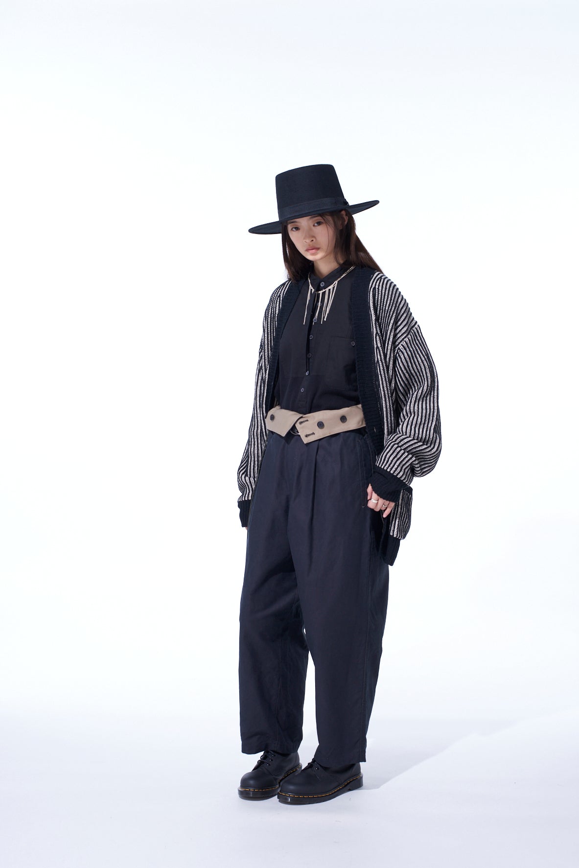 5G BULKY WOOL RIB STITCH V-NECK CARDIGAN