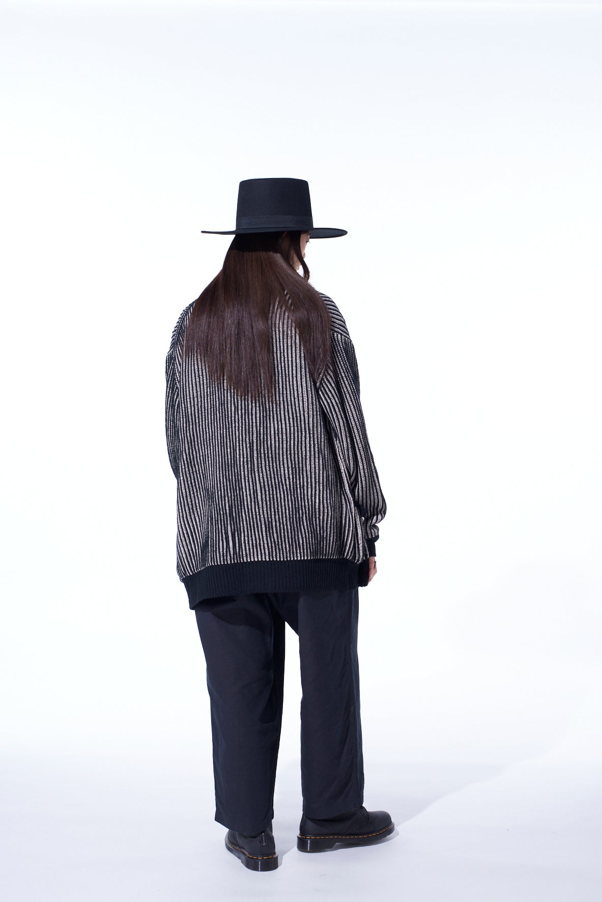 5G BULKY WOOL RIB STITCH V-NECK CARDIGAN