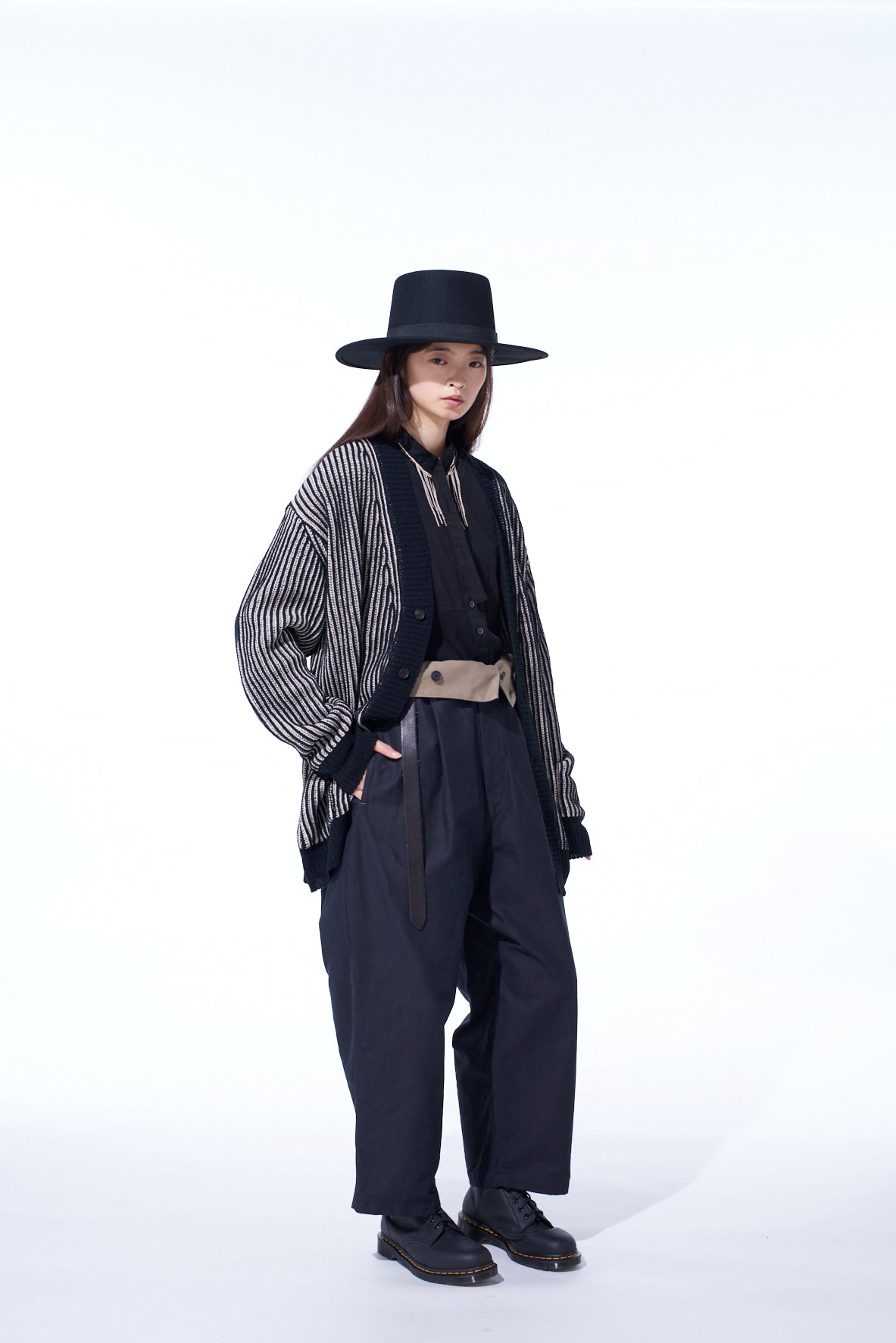 5G BULKY WOOL RIB STITCH V-NECK CARDIGAN