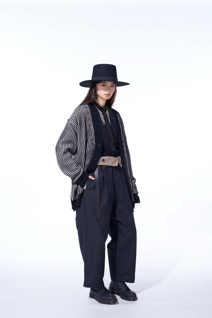 5G BULKY WOOL RIB STITCH V-NECK CARDIGAN