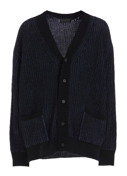 5G BULKY WOOL RIB STITCH V-NECK CARDIGAN
