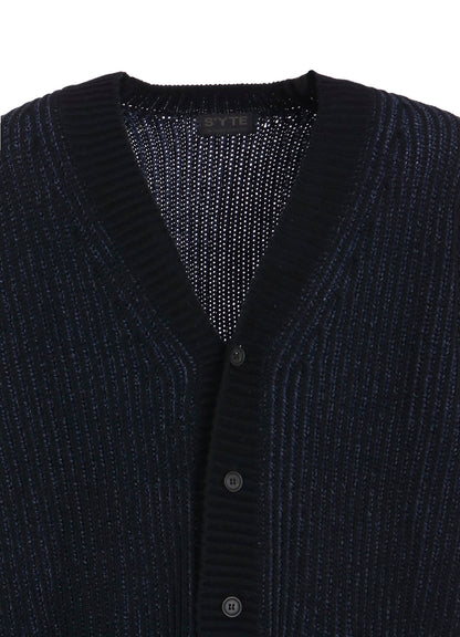 5G BULKY WOOL RIB STITCH V-NECK CARDIGAN