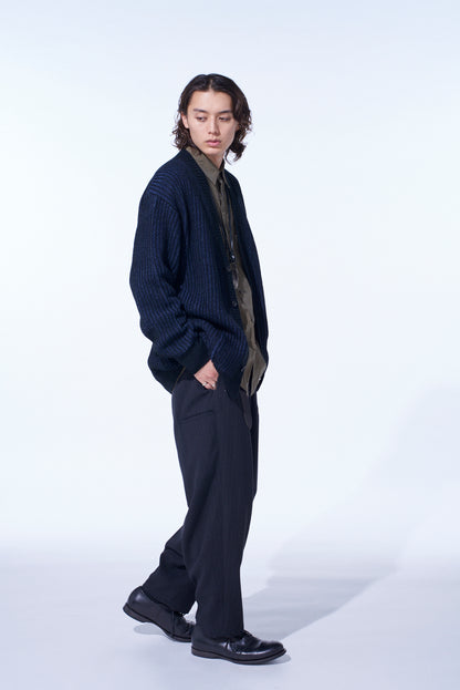 5G BULKY WOOL RIB STITCH V-NECK CARDIGAN