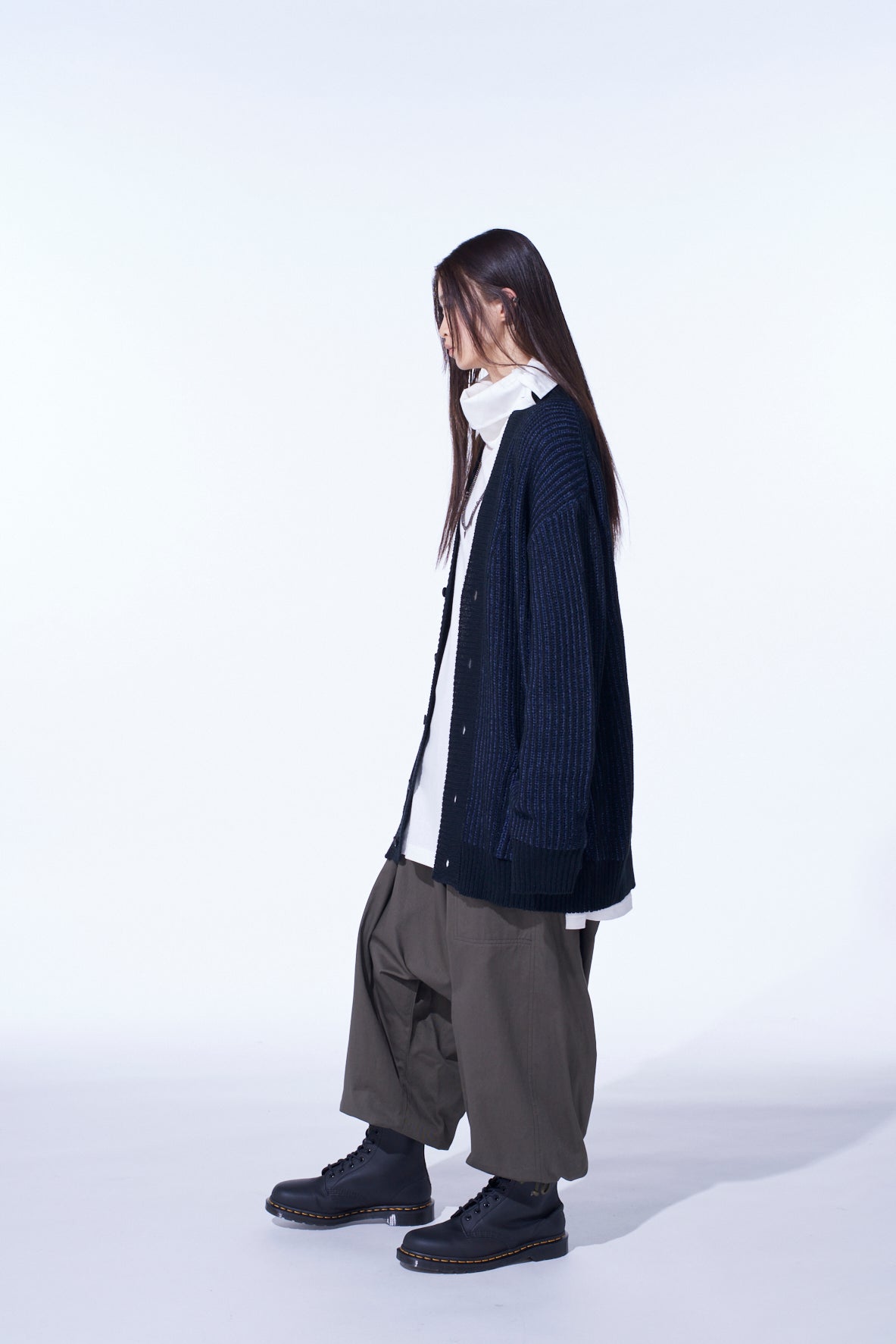 5G BULKY WOOL RIB STITCH V-NECK CARDIGAN