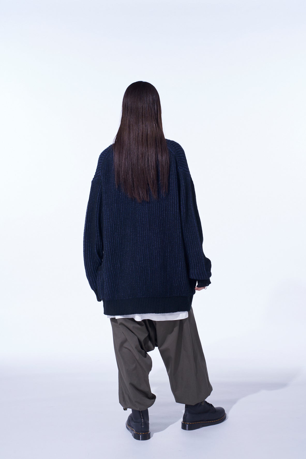 5G BULKY WOOL RIB STITCH V-NECK CARDIGAN