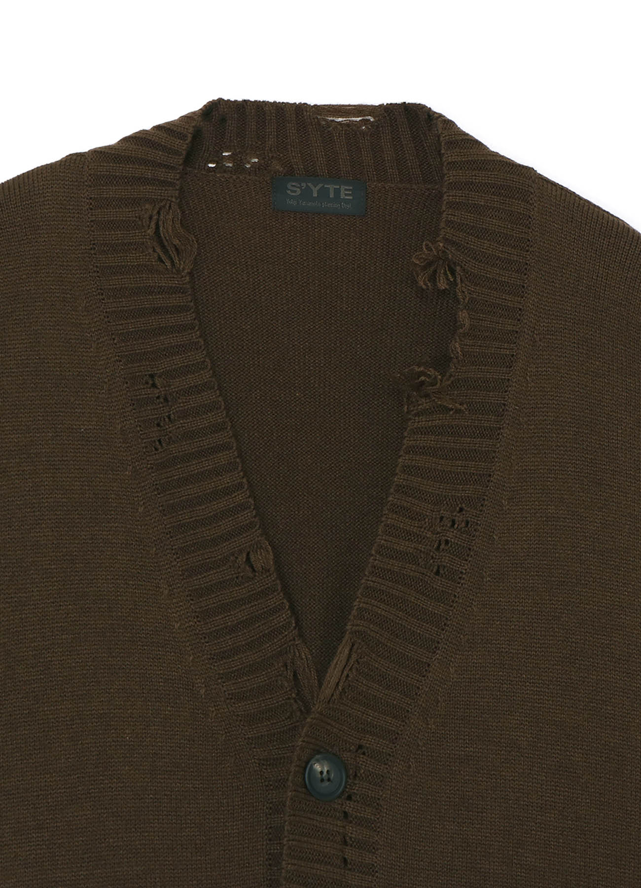 7G BULKY WOOL DAMAGE V-NECK CARDIGAN