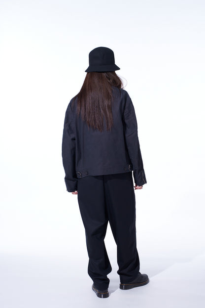 LAMB WOOL PRINTED MESSEGE EMBROIDERY 2 TUCK SUSPENDER PANTS