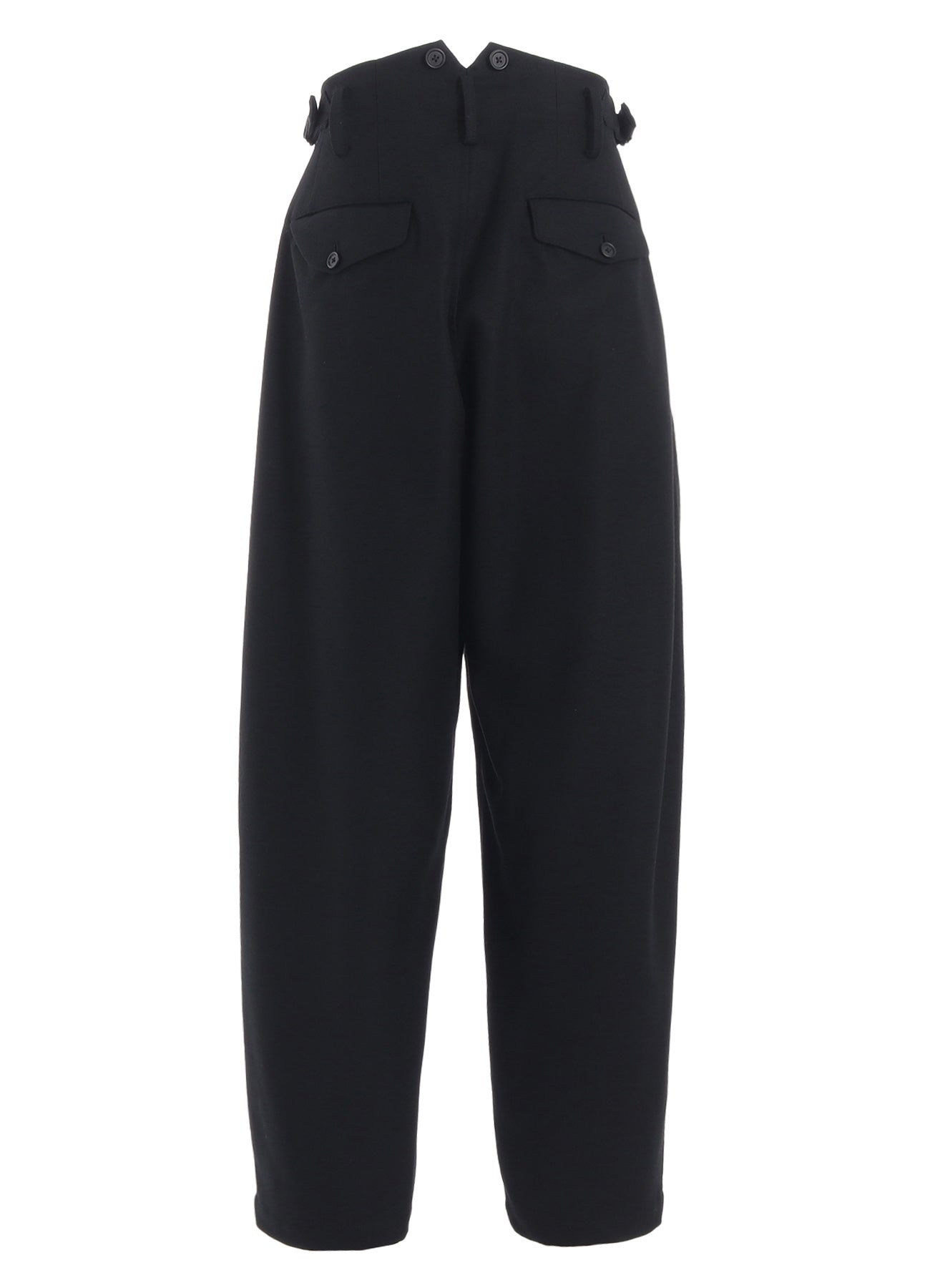 LAMB WOOL PRINTED MESSEGE EMBROIDERY 2 TUCK SUSPENDER PANTS