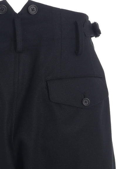 LAMB WOOL PRINTED MESSEGE EMBROIDERY 2 TUCK SUSPENDER PANTS