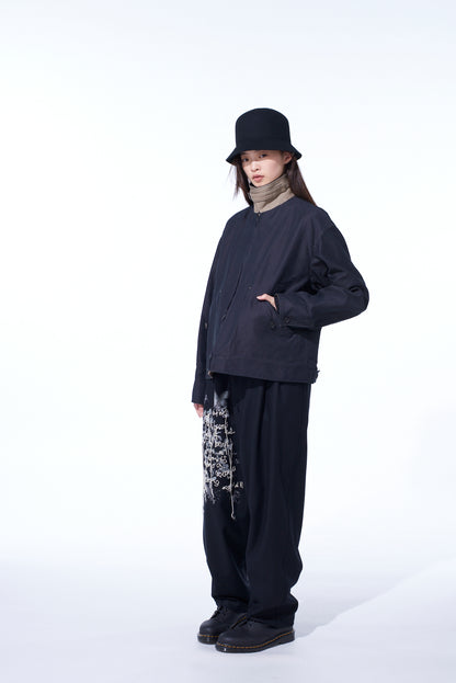 LAMB WOOL PRINTED MESSEGE EMBROIDERY 2 TUCK SUSPENDER PANTS
