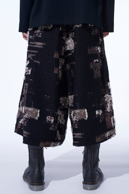 PATCHWORK CUT JACQUARD CULOTTE PANTS