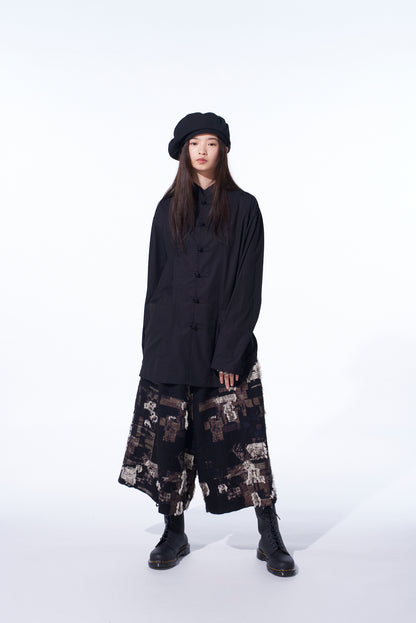 PATCHWORK CUT JACQUARD CULOTTE PANTS