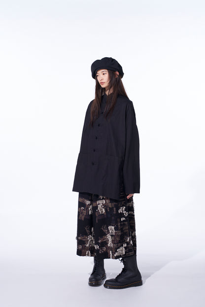 PATCHWORK CUT JACQUARD CULOTTE PANTS