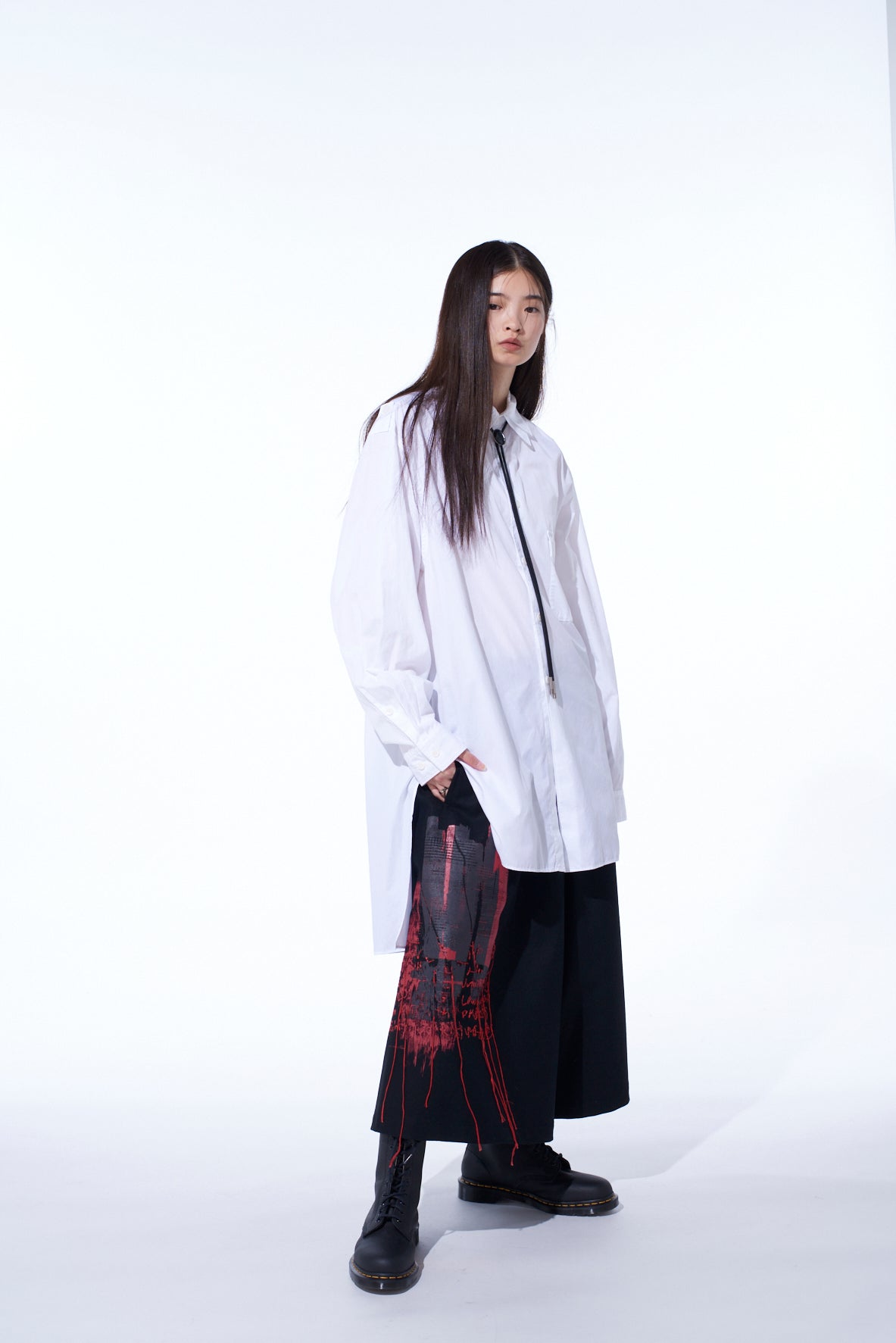 LAMB WOOL PRINTED MESSEGE EMBROIDERY CULOTTE PANTS