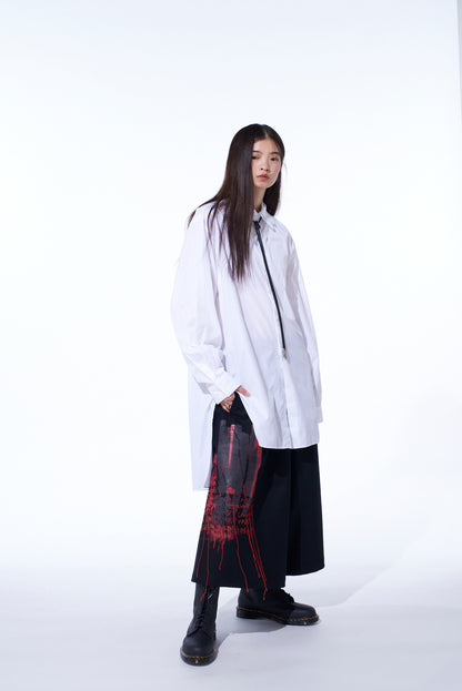 LAMB WOOL PRINTED MESSEGE EMBROIDERY CULOTTE PANTS