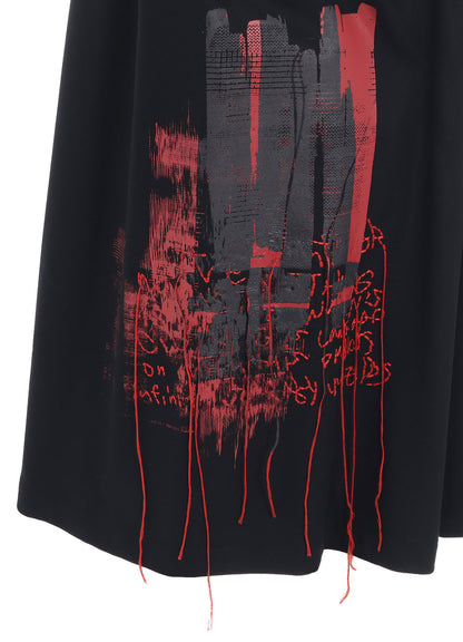 LAMB WOOL PRINTED MESSEGE EMBROIDERY CULOTTE PANTS