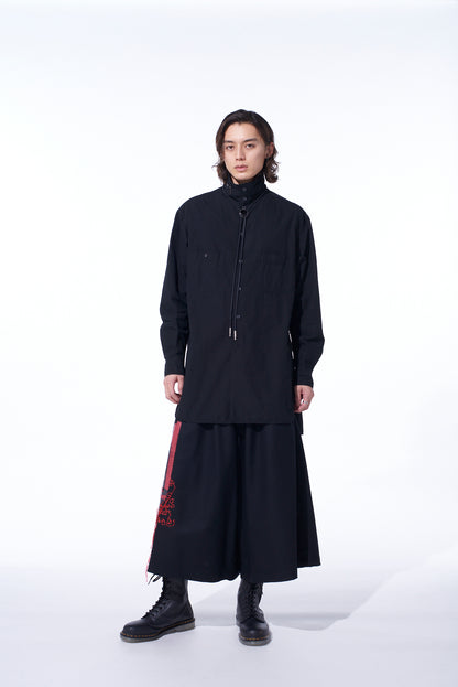 LAMB WOOL PRINTED MESSEGE EMBROIDERY CULOTTE PANTS