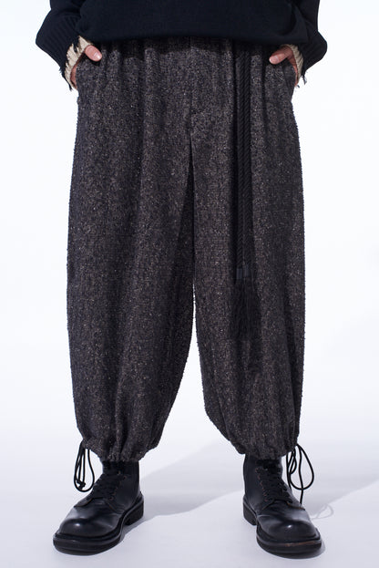 BRUSHED TWILL NEEDLE PUNCH ELASTIC HAKAMA PANTS