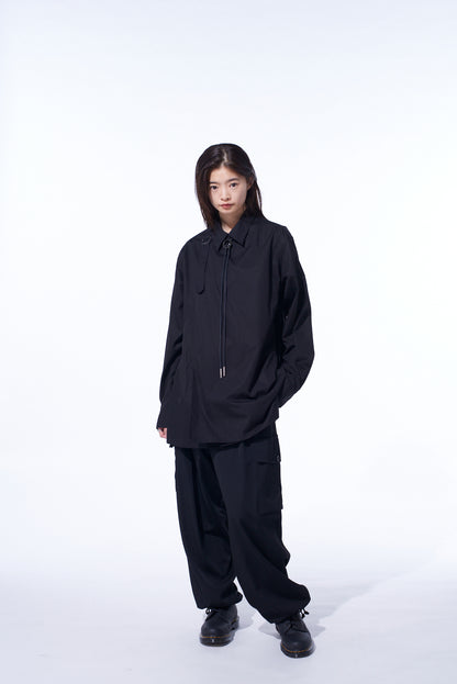 WASHER WOOL GABARDINE 2 TUCK CARGO PANTS